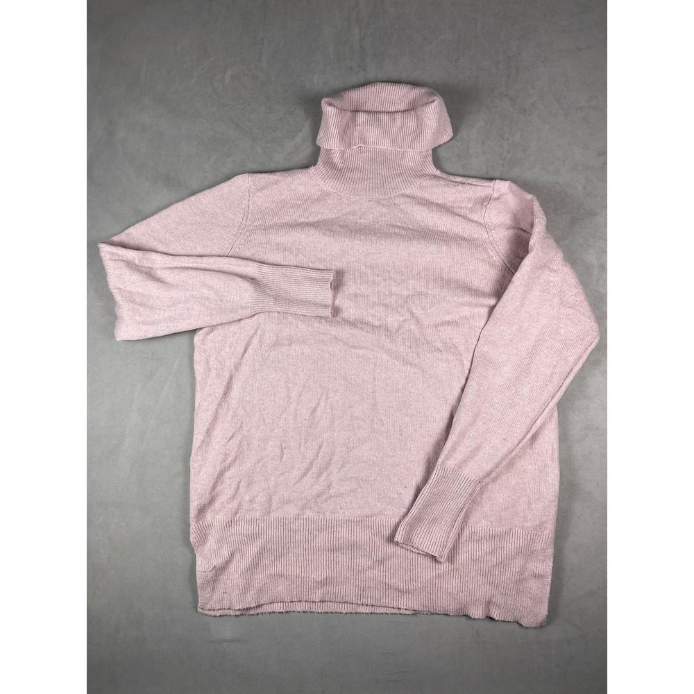 Gaiam Womens XL Turtleneck Sweater Heather Pink Ribbed Knit Long Sleeve Top